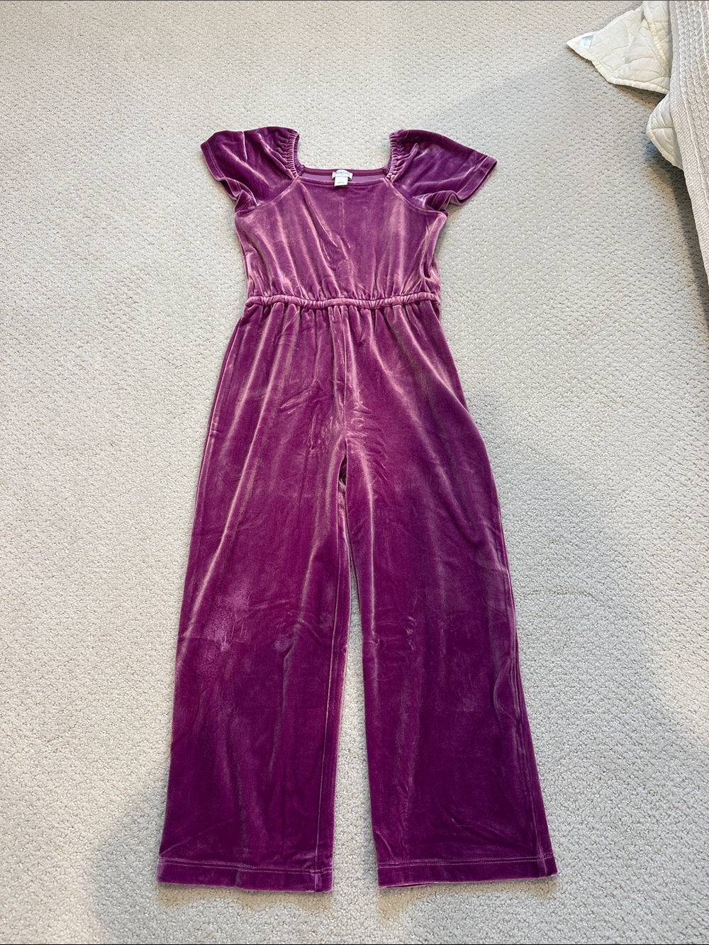Crewcuts Girls Velvet Jumpsuit in Plum